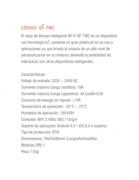 INTERRUPTOR SWITCH SMART WIFI GRALF DIN 16A 1 SALIDA