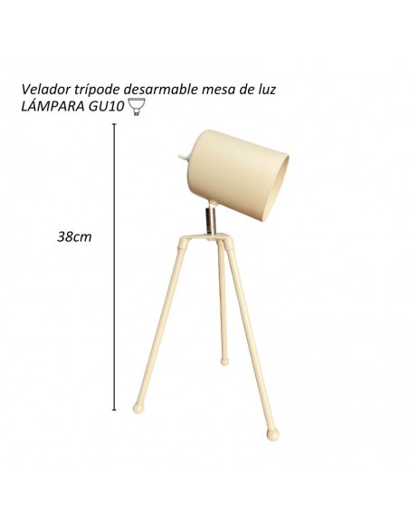 VELADOR TRIPODE CHICO ARENA DICRO GU10 38CM