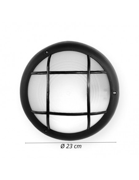 TORTUGA REDONDA POLIPROPILENO C/ REJA ARO ALTO NEGRO E27