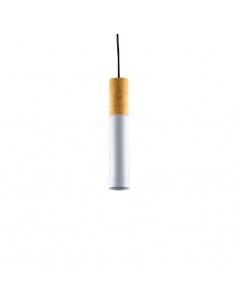 COLGANTE TUBO GEO CANALS BLANCO MADERA GU10 22CM