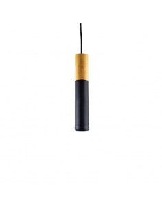 COLGANTE TUBO GEO CANALS NEGRO MADERA GU10 22CM