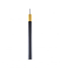 COLGANTE TUBO GEO CANALS NEGRO MADERA GU10 45CM