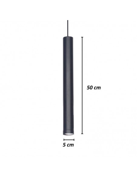 COLGANTE TUBO CANALS 1 LUZ GU10 NEGRO TEXTURADO 50CM