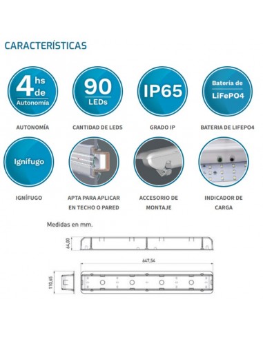 EQUIPO EMERGENCIA GAMASONIC 90 LED IP65 3HS...