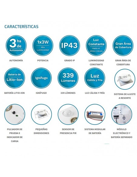 EQUIPO EMERGENCIA GAMASONIC HALL EMB C/SENS 3W LC AMBIE