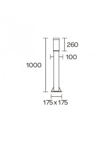 FAROLA ALUMINIO 2440 E27 NEGRO 100CM