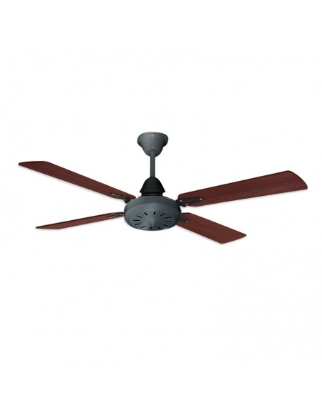VENTILADOR TECHO 4 PAL MADERA 5 VELOC PATINA PLATA