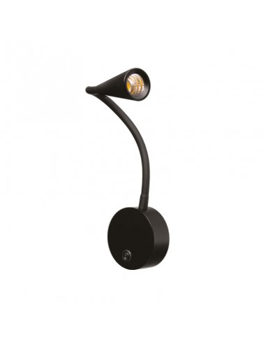 APLIQUE LED WALLER C 3W NEGRO 3000K IP20 LUZ CALIDA