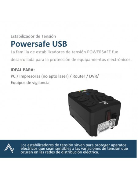 ESTABILIZADOR TRV POWERSAFE USB 1000V.A 6T + 2T USB
