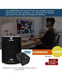 ESTABILIZADOR TRV POWERSAFE GAMER 2000VA 6T + 2 USB 1 2