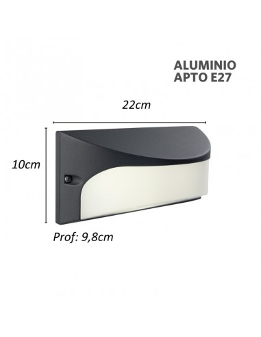 APLIQUE PARED ARA E27 NEGRO IP54 ALUMINIO