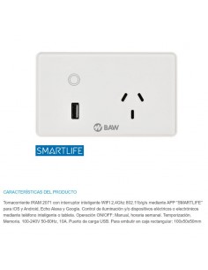ENCHUFE TOMA SMART WIFI 10A+USB 2,1A 2