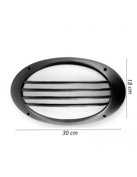 TORTUGA OVAL POLIPROPILENO C/ REJA ARO ALTO NEGRO E27