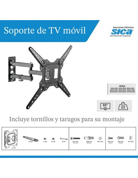 SOPORTE TV  23-55" BRAZO PIVOT 30KG
