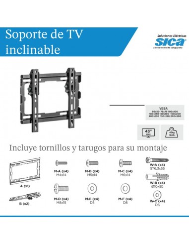 SOPORTE TV  23-43" INCLINABLE 45KG