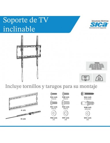 SOPORTE TV  32-70" INCLINABLE 45KG