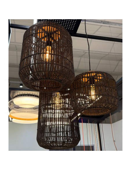 COLGANTE CAPSULA K3 35X65 HILO KRAFT NEGRO C/MADERA GRANDE