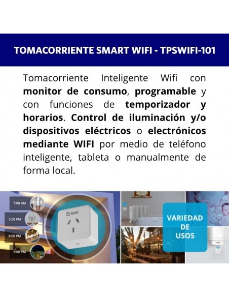 ENCHUFE INTELIGENTE WIFI SMART 10 AMP ON OFF C/REGISTRO