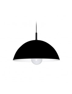COLGANTE MEDIA ESFERA 30CM E27 CHAPA NEGRO BLANCO