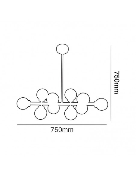 COLGANTE BALL G9 10 LUCES LINEAL NEGRO TEX CANDIL