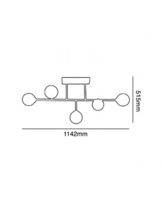 COLGANTE BALL G9  5 LUCES LINEAL NEGRO TEX CANDIL 2