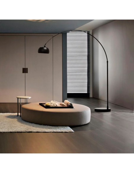 LAMPARA DE PIE ARQUEADA BASE MARMOL BLANCO ROCK XL