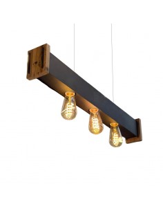 COLGANTE RECTO 3 LUCES E27 80X9X6CM E27 NEGRO MADERA