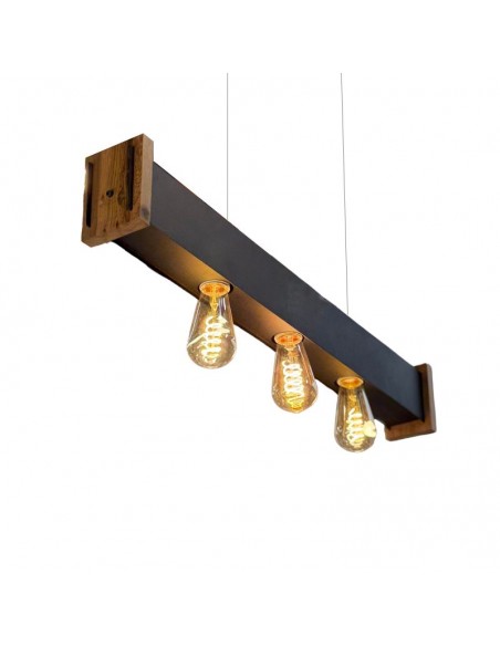 COLGANTE RECTO 3 LUCES E27 80X9X6CM E27 NEGRO MADERA
