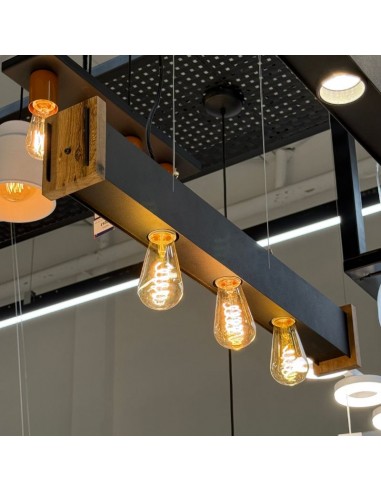 COLGANTE RECTO 3 LUCES E27 80X9X6CM E27 NEGRO...