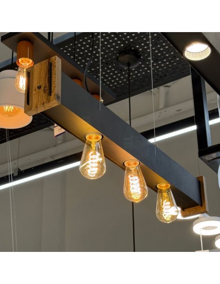 COLGANTE RECTO 3 LUCES E27 80X9X6CM E27 NEGRO MADERA