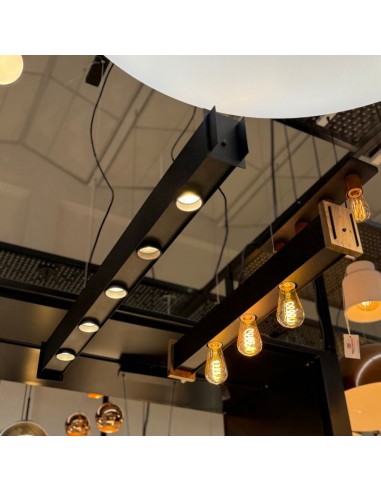 COLGANTE RECTO 3 LUCES E27 80X9X6CM E27 NEGRO...