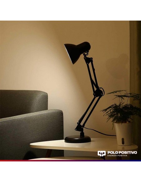 LAMPARA ESCRITORIO CLASSIC E27 DOBLE BRAZO NEGRO