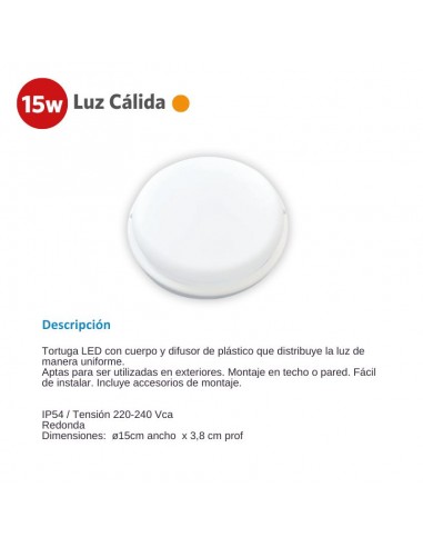 TORTUGA LED REDONDO BLANCO 15W CALIDA 3000K SICA