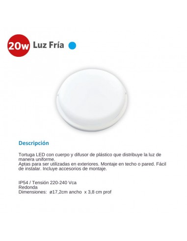 TORTUGA LED REDONDO BLANCO 20W FRIA 6500K SICA