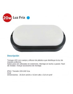 TORTUGA LED OVALADA NEGRA 20W FRIA 6500K SICA 2
