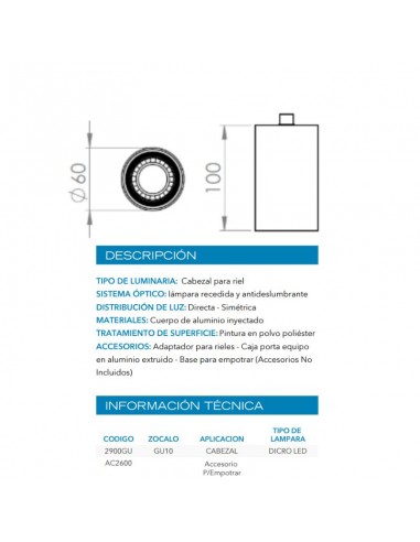 CABEZAL DICRO LUKKA 2900 GU10 DICRO NEGRO...