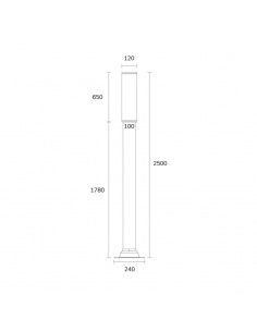 FAROLA ALUMINIO 2500 2 TUBO LED 60CM - 250CM NEGRO 2