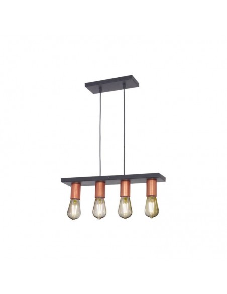 COLGANTE 4 LUCES NEGRO/COBRE FAROLUZ