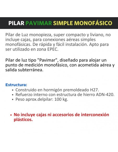 PILAR PREMOLDEADO MONOF SIMPLE PAVIMAR CON TECHO