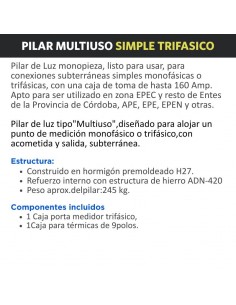 PILAR PREMOLDEADO TRIFAS SIMPLE C/ CAJA MED Y TMG T9. 2