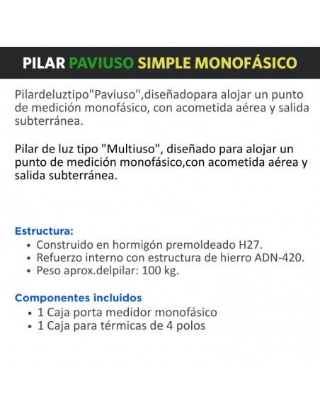 PILAR PREMOLDEADO MONOF SIMPLE PAVIUSO C/ CAJAS