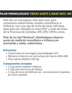 PILAR PREMOLDEADO TRIFAS SUBTE C/BASE SECC. NH 2