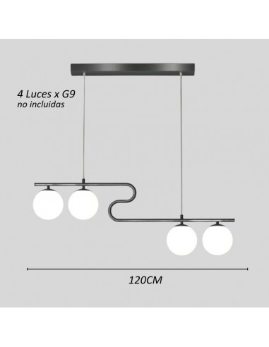 COLGANTE UPS LED 4 LUCES G9 80CM X120CM NEGRO