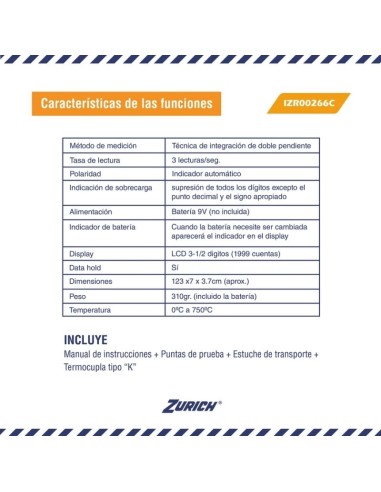 PINZA AMPEROMETRICA DIGIT. C/TEMPERAT. 266C