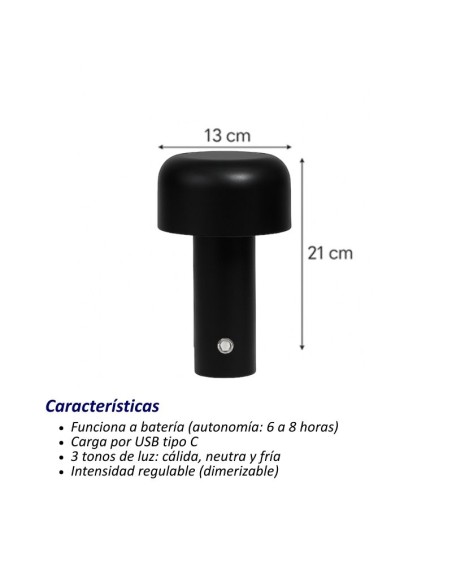 VELADOR PORTATIL USB 3 TONO DIMMER BLANCO