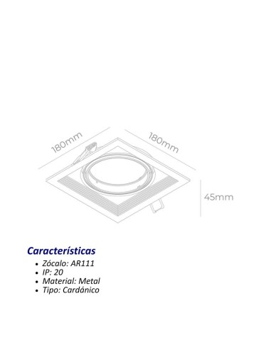 PLAFON EMBUTIR ECUA AR111 1 LUZ BLANCO CANDIL