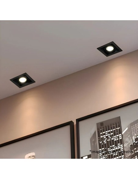 PLAFON EMBUTIR ECUA DICRO 1 LUCES NEGRO CANDIL