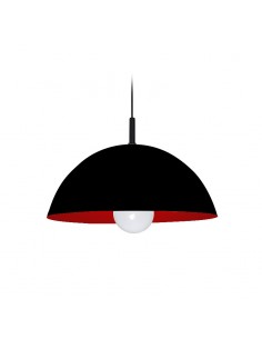 COLGANTE MEDIA ESFERA 40CM E27 CHAPA NEGRO ROJO