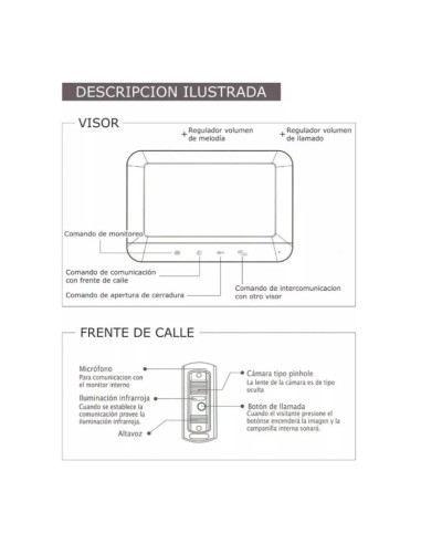PORTERO VIDEO HINTERCOM COLOR 7" LCD MANOS LIBRES