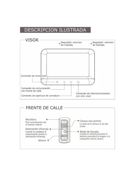 PORTERO VIDEO HINTERCOM COLOR 7" LCD MANOS LIBRES